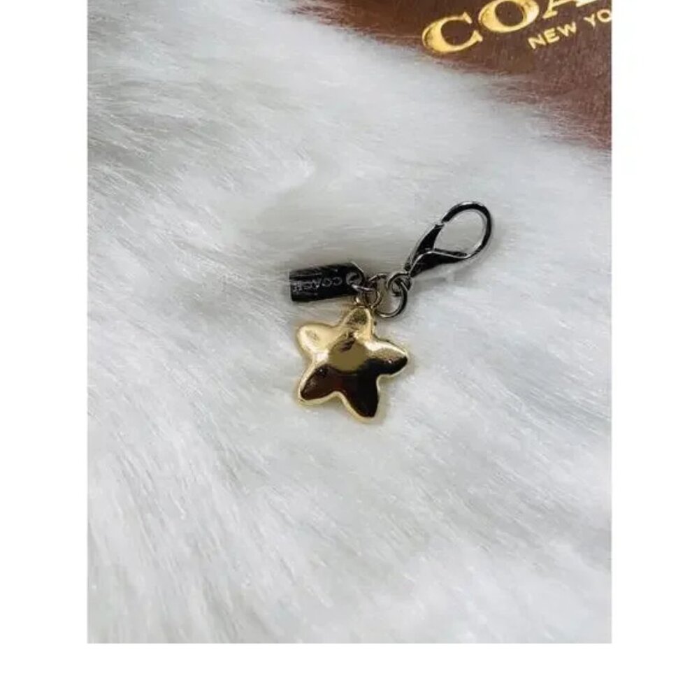 Coach Floral Silver/Gold Bag Charm Keychain EUC - Picture 3 of 5